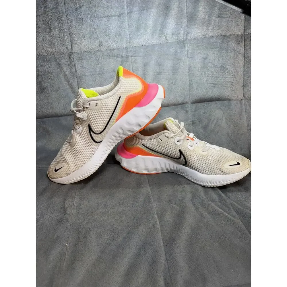 NIKE Renew Running Shoes Sneaking Womens 4.5Y White Orange Pink
